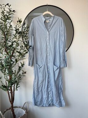 COS Light Blue Striped Long-Sleeve Button Dress